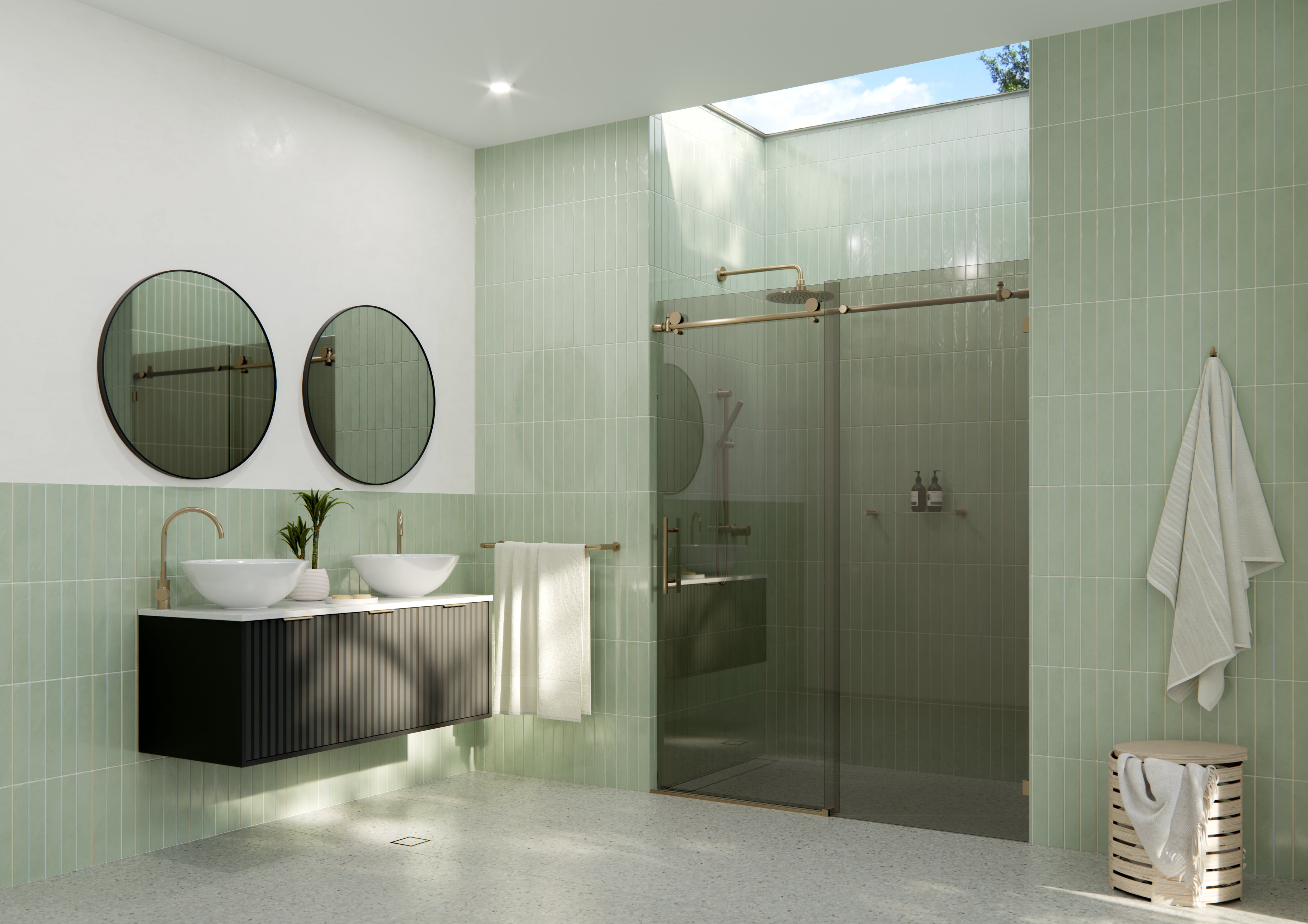 Shower Round Slider Gray Tint