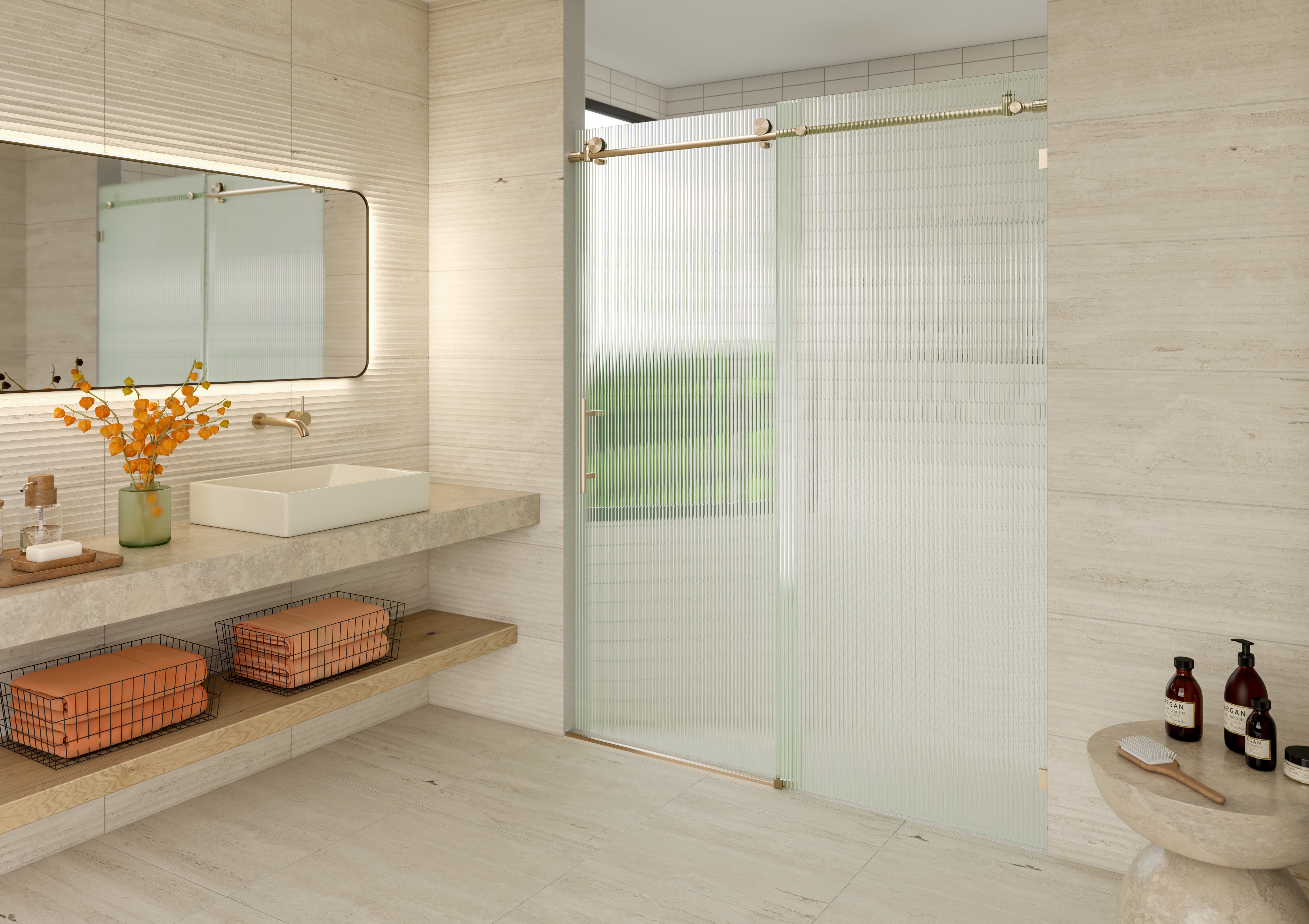 Shower Fluted Round Slider Door