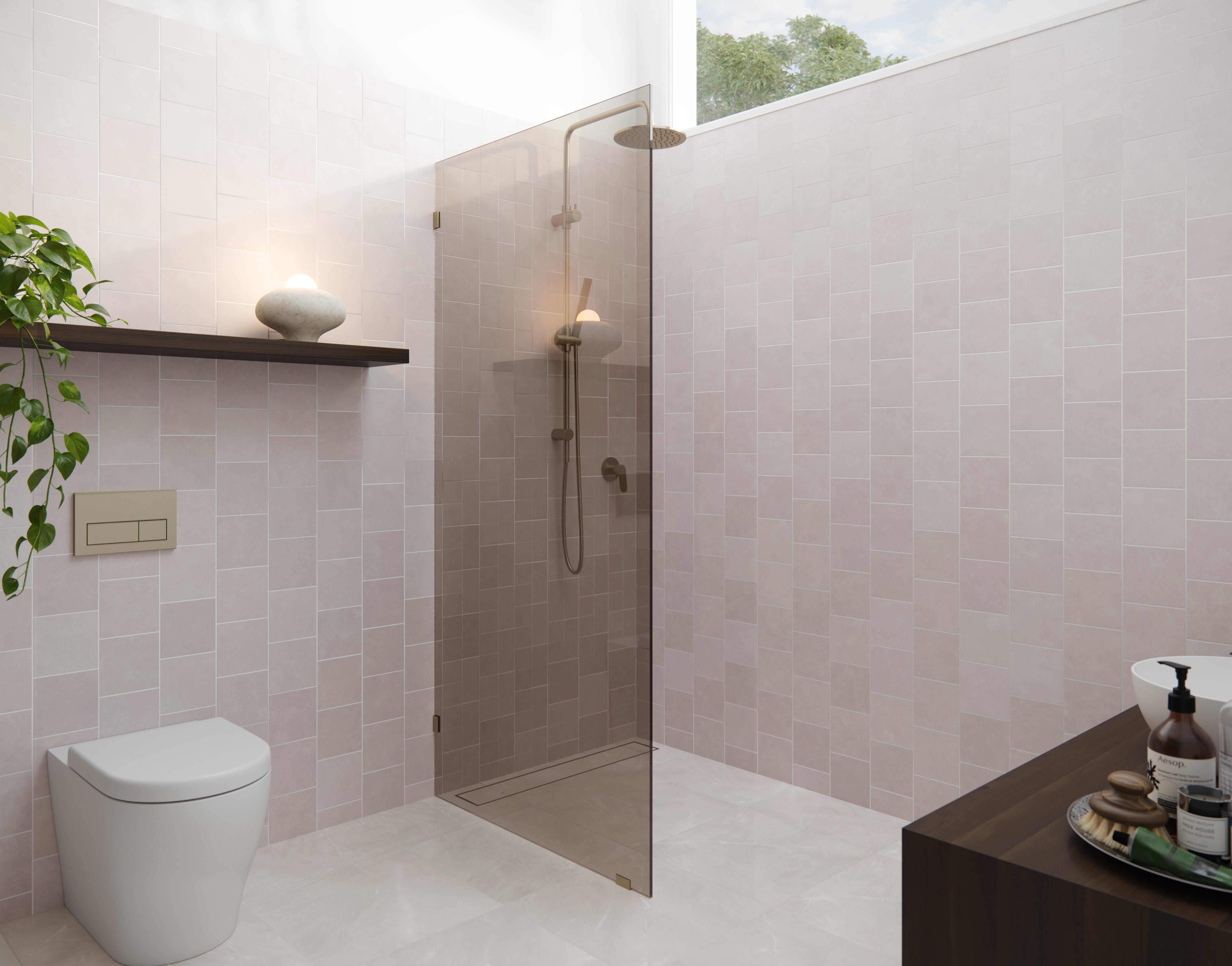 Shower Single Fixed Panel Bronze Tint