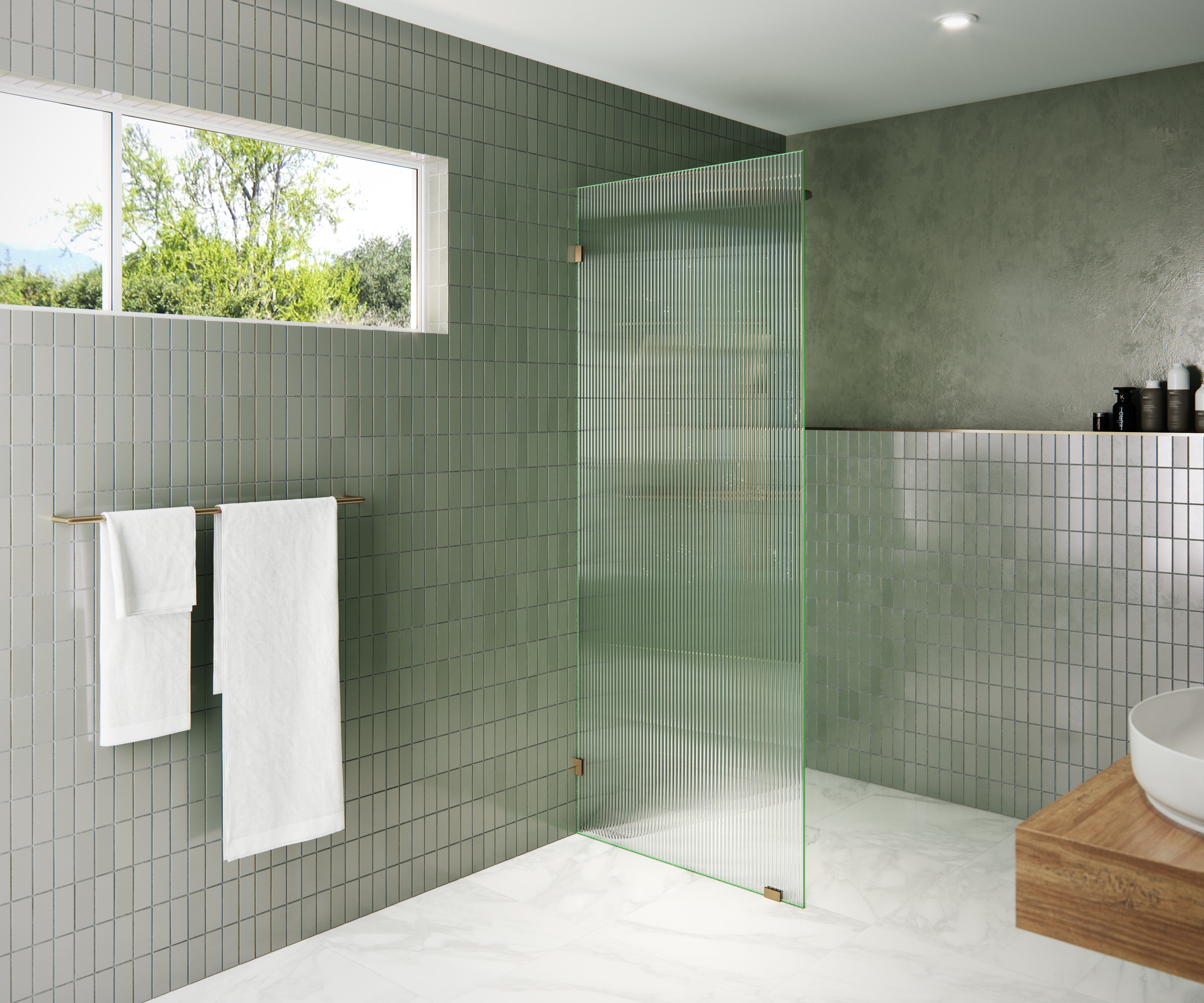 Shower Single Fixed Panel Fluted