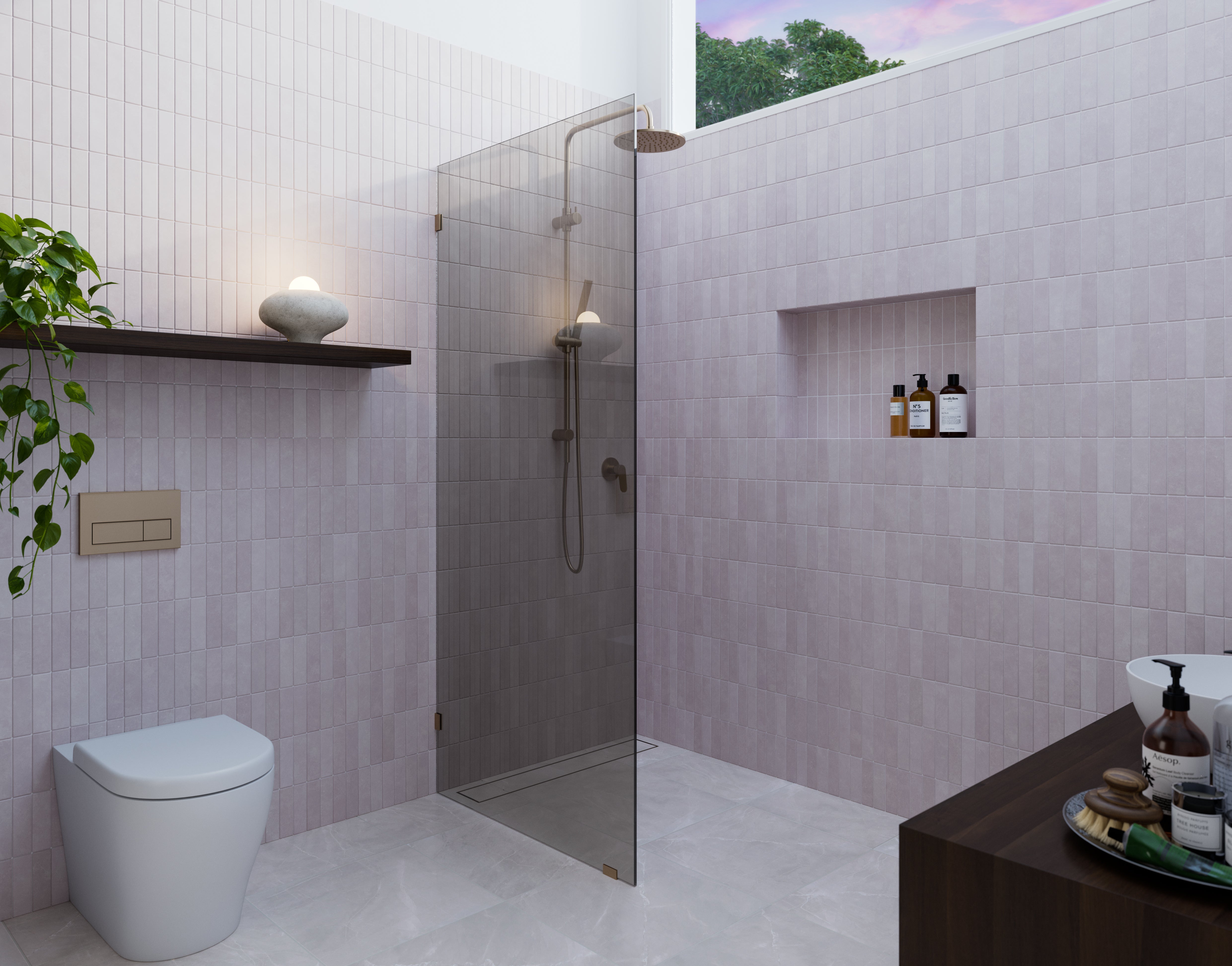 Shower Single Fixed Panel Gray Tint