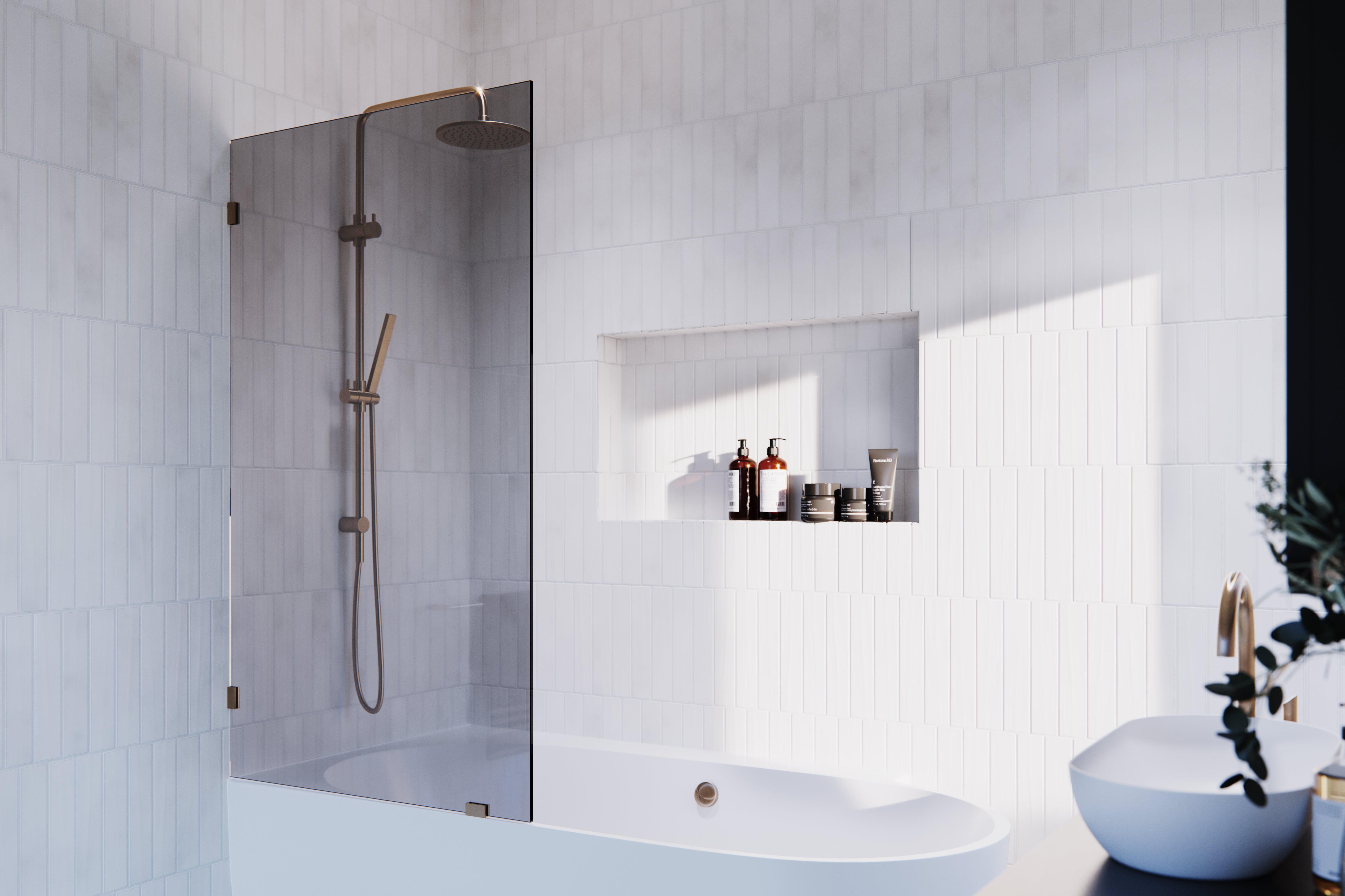 Bathtub Single Fixed Panel Gray Tint