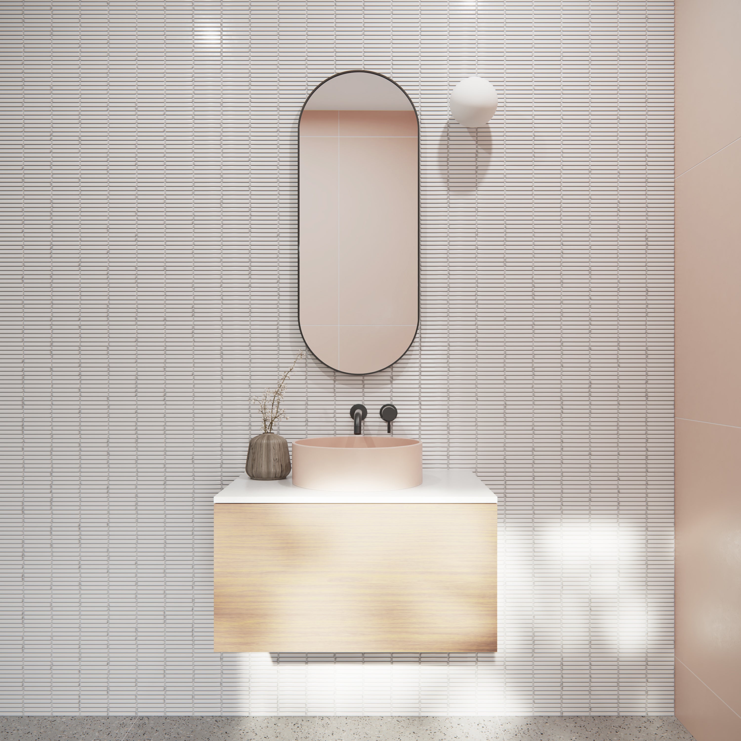 Steel Frame Pill Shape Mirror